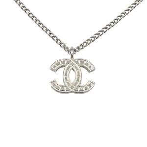 CHANEL Silver Logo Necklace